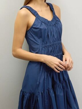 Eudon Choi Navy Blue Mini Dress with Gathered Details